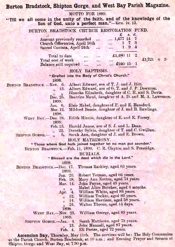 May 1899 newsletter