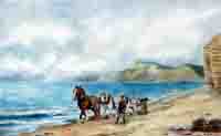 Horses and cart on the beach