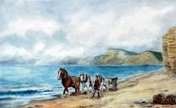 Horses and cart on the beach