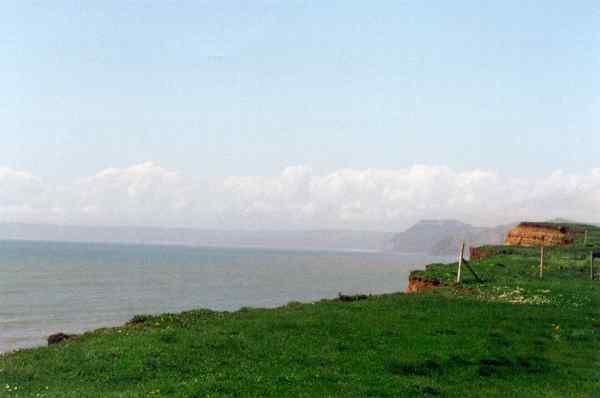View of Golden Cap from Hive Beach as you might see it today