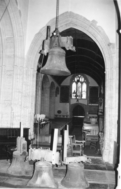 Church bells being lowered in the church