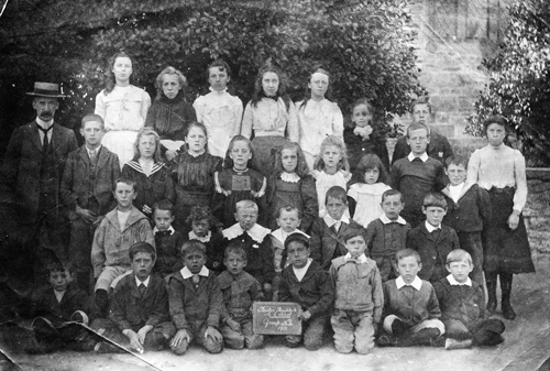 1902 Burton Bradstock school photo - Headmaster, Mr. Millburn, was "very strict" according the Greta's father
