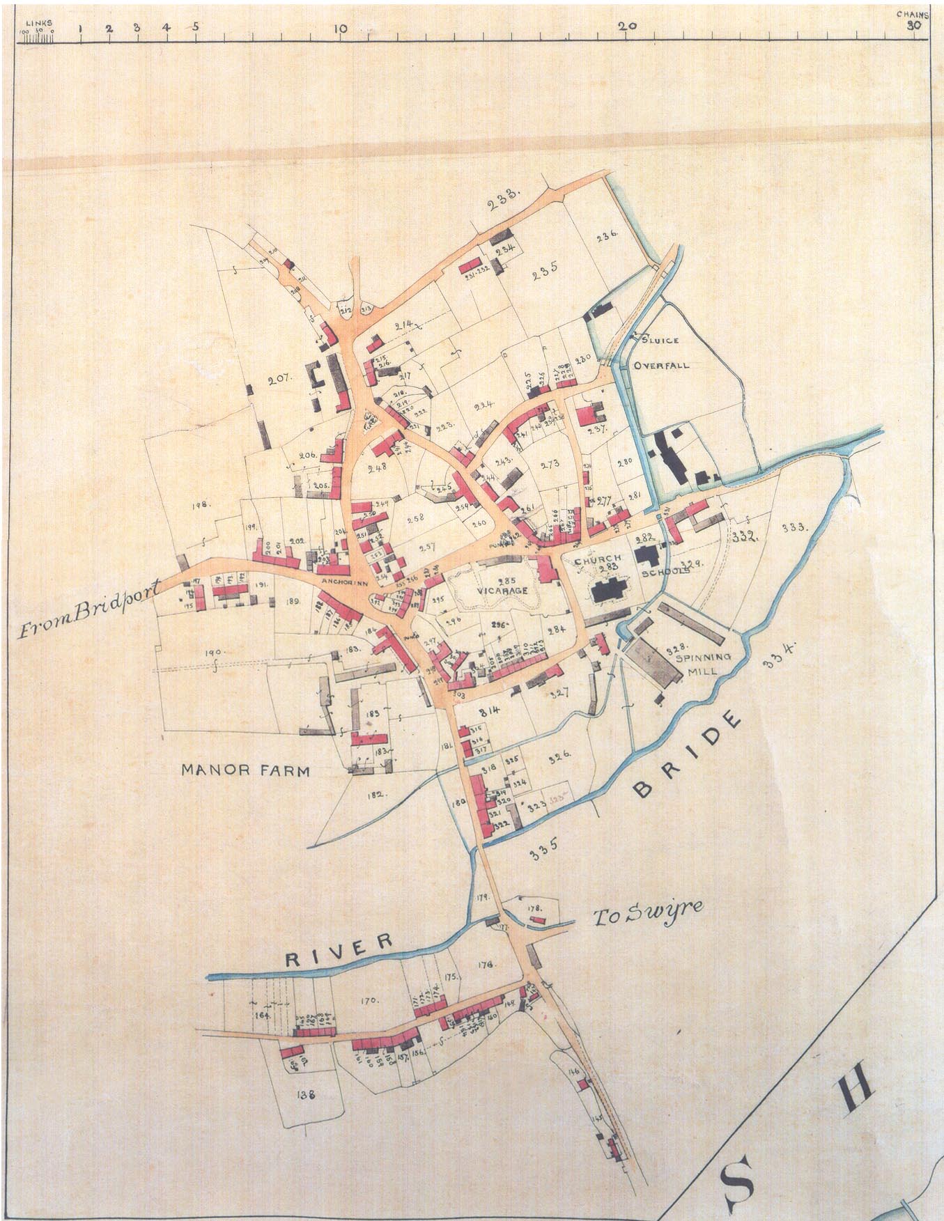 Old map from Bridport Museum - date unknown