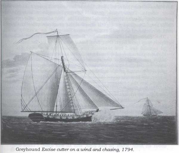 Greyhound Excise cutter on a wind and chasing - 1794