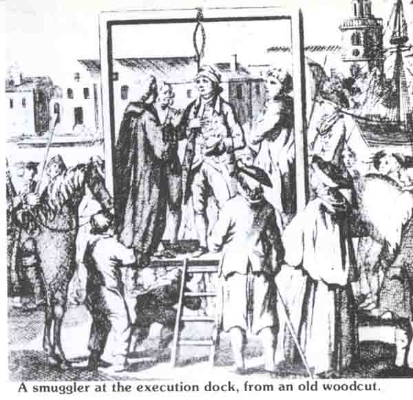 A smuggler at the execution dock from an old woodcut