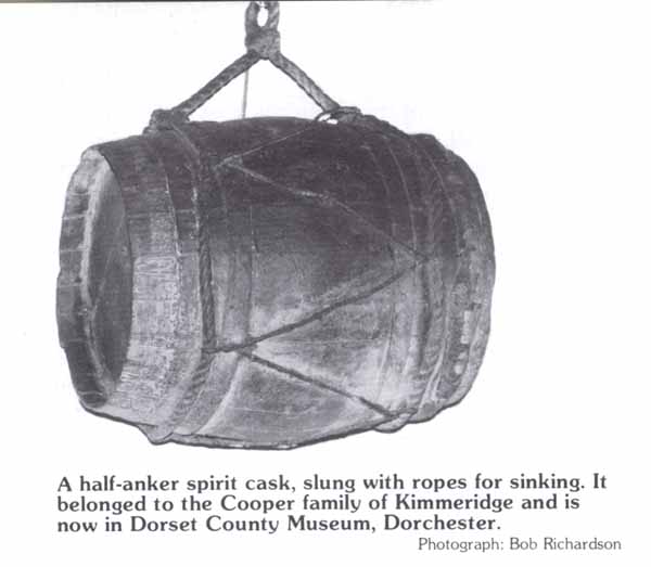 A half-anchor spirit cask with ropes for sinking - in Dorset County Museum