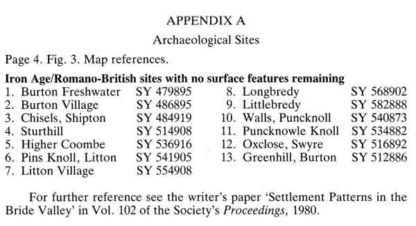 Appendix A Archaeological sites