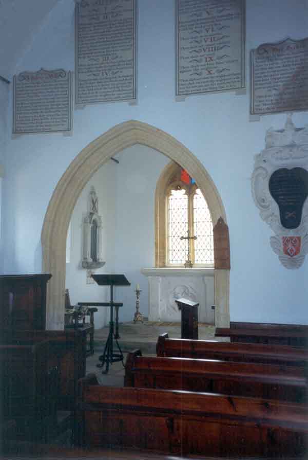 The chancel probably dates from the 12C, though the chancel arch was rebuilt in the 14C, in the pointed style of the Decorated period