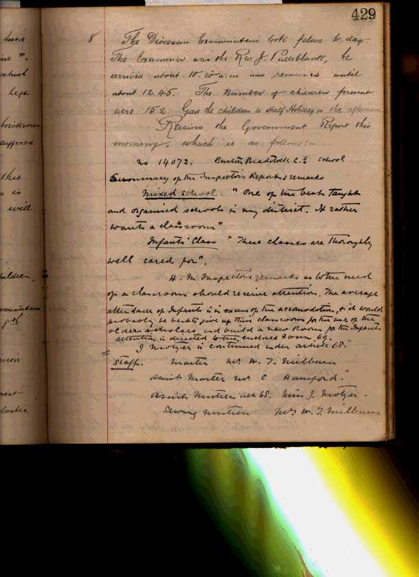 Notes on School Inspectors report 1870's