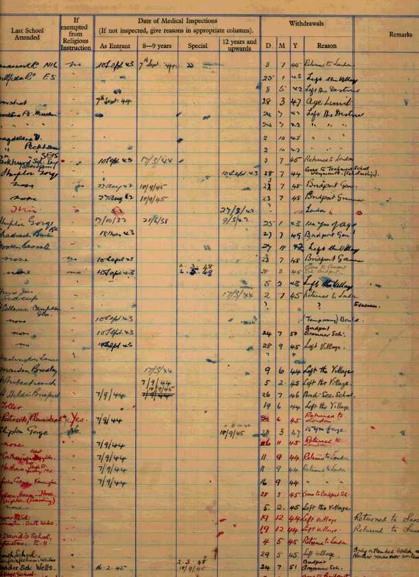 School Register showing children leaving in 1840's